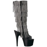 Noir Strass 18 cm ADORE-2024RSF bottes a frangees pour femmes a talon