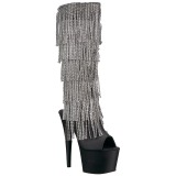 Noir Strass 18 cm ADORE-2024RSF bottes a frangees pour femmes a talon