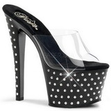 Noir Strass Platform 18 cm STARDUST-701 Mules Talons Hauts