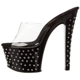 Noir Strass Platform 18 cm STARDUST-701 Mules Talons Hauts