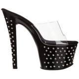 Noir Strass Platform 18 cm STARDUST-701 Mules Talons Hauts