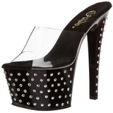 Noir Strass Platform 18 cm STARDUST-701 Mules Talons Hauts