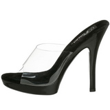 Noir Transparent 13 cm Fabulicious LIP-101 Mules Talons Aiguilles