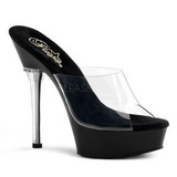 Noir Transparent 14 cm Pleaser ALLURE-601 Mules Talons Aiguilles