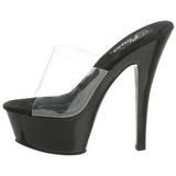 Noir Transparent 15,5 cm KISS-201 Plateforme Mules Hautes