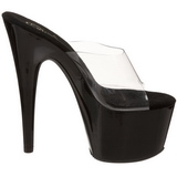 Noir Transparent 18 cm ADORE-701 Plateforme Mules Hautes