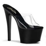 Noir Transparent 18 cm PLEASER SKY-301 Plateforme Mules Hautes