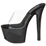 Noir Transparent 18 cm PLEASER SKY-301 Plateforme Mules Hautes