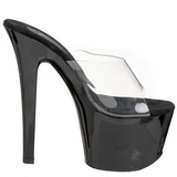 Noir Transparent 18 cm PLEASER SKY-301 Plateforme Mules Hautes