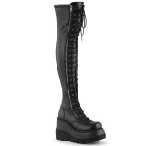 Noir Vegan 11,5 cm SHAKER-374 bottes cuissardes  lacets