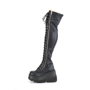 Noir Vegan 11,5 cm SHAKER-374 bottes cuissardes  lacets