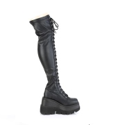 Noir Vegan 11,5 cm SHAKER-374 bottes cuissardes  lacets