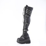 Noir Vegan 11,5 cm SHAKER-420 bottes cuissardes  lacets