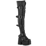 Noir Vegan 13 cm CAMEL-305 bottes cuissardes  lacets