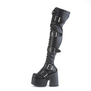 Noir Vegan 13 cm CAMEL-305 bottes cuissardes  lacets