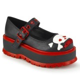 Noir Vegan 5 cm DEMONIA SLACKER-27 escarpins mary jane plateforme gothic