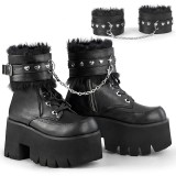 Noir Vegan 9 cm ASHES-57 bottines  talons pais plateforme lolita