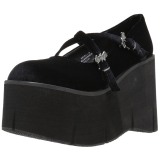 Noir Velours 11,5 cm KERA-10 chaussures lolita plateforme