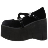 Noir Velours 11,5 cm KERA-10 chaussures lolita plateforme