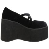 Noir Velours 11,5 cm KERA-10 chaussures lolita plateforme