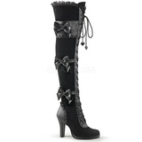 Noir Velours 9,5 cm GLAM-300 Bottes Cuissardes Talons Hauts