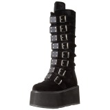 Noir Velours 9 cm DAMNED-318 plateformes bottes  boucles pour femmes