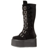 Noir Velours 9 cm DAMNED-318 plateformes bottes  boucles pour femmes