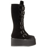 Noir Velours 9 cm DAMNED-318 plateformes bottes  boucles pour femmes