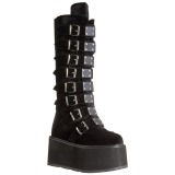 Noir Velours 9 cm DAMNED-318 plateformes bottes à boucles pour femmes