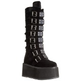 Noir Velours 9 cm DAMNED-318 plateformes bottes  boucles pour femmes