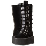 Noir Velours 9 cm DAMNED-318 plateformes bottes  boucles pour femmes