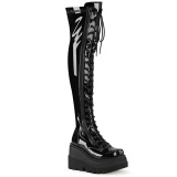 Noir Verni 11,5 cm SHAKER-374 bottes cuissardes  lacets