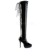 Noir Verni 13,5 cm INDULGE-3063 Bottes Cuissardes Talons Hauts