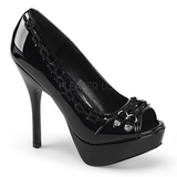 Noir Verni 13,5 cm PIXIE-18 Chaussures Escarpins Gothique