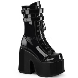 Noir Verni 13 cm CAMEL-250 bottines demonia plateforme