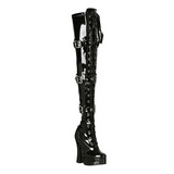 Noir Verni 13 cm ELECTRA-3028 Bottes Cuissardes Talons Hauts