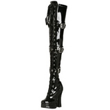 Noir Verni 13 cm ELECTRA-3028 bottes cuissardes hommes