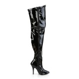 Noir Verni 13 cm SEDUCE-3000WC cuissardes mollets larges et cuisses rondes lastiques