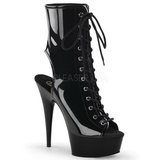 Noir Verni 15,5 cm DELIGHT-1016 Plateforme Bottines Bout Ouvert