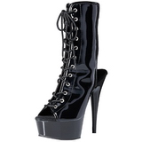 Noir Verni 15,5 cm DELIGHT-1016 Plateforme Bottines Bout Ouvert