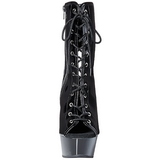 Noir Verni 15,5 cm DELIGHT-1016 Plateforme Bottines Bout Ouvert