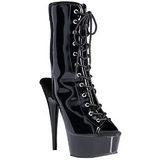 Noir Verni 15,5 cm DELIGHT-1016 Plateforme Bottines Bout Ouvert