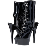 Noir Verni 15,5 cm DELIGHT-1016 Plateforme Bottines Bout Ouvert