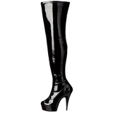 Noir Verni 15,5 cm DELIGHT-3000 Bottes Cuissardes Talons Hauts