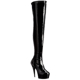 Noir Verni 15,5 cm DELIGHT-3000 Bottes Cuissardes Talons Hauts