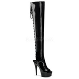 Noir Verni 15,5 cm DELIGHT-3017 Cuissardes Bottes Plateforme