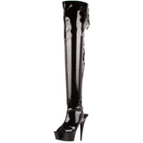 Noir Verni 15,5 cm DELIGHT-3017 Cuissardes Bottes Plateforme