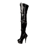 Noir Verni 15,5 cm DELIGHT-3028 Bottes Cuissardes Talons Hauts