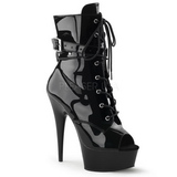 Noir Verni 15 cm DELIGHT-1033 Plateforme Bottines Bout Ouvert