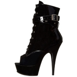 Noir Verni 15 cm DELIGHT-1033 Plateforme Bottines Bout Ouvert